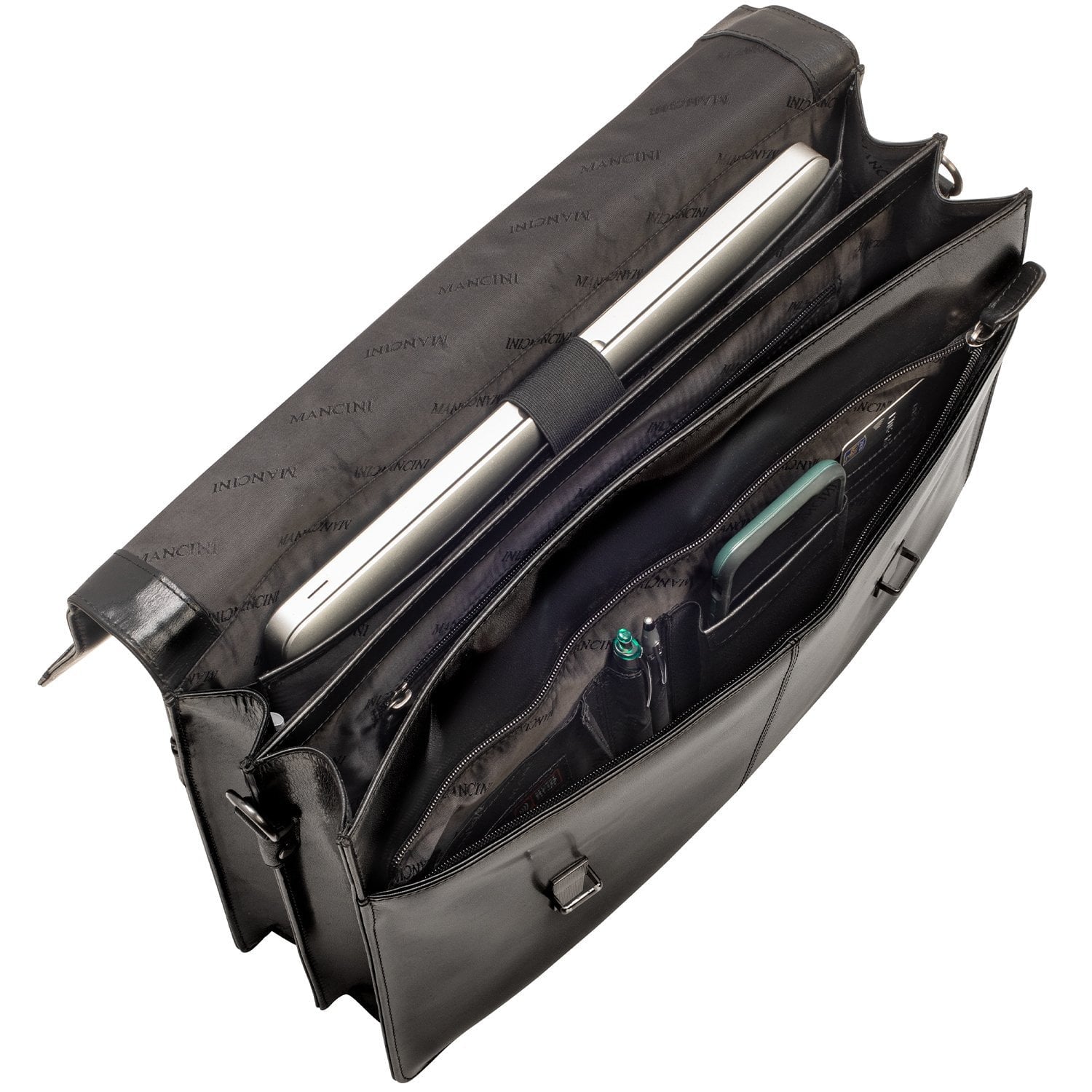 Mancini BUFFALO Double Compartment Business Briefcase for 15.6 Inch Laptop & Tablet - Professional Work Bag for Office, Travel and Business Meetings