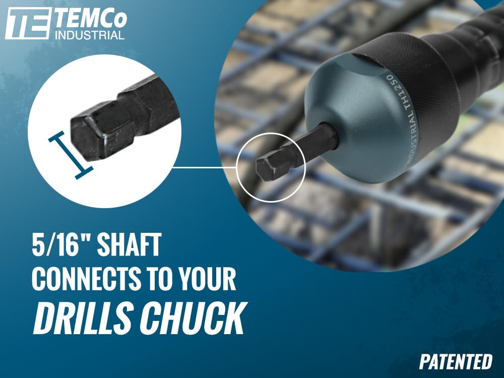 TEMCo Cordless Concrete Vibrating Tool - Drill-Powered Concrete Vibrator for Efficient Air Bubble Removal | Perfect for Construction, Foundation Work & DIY Concrete Projects
