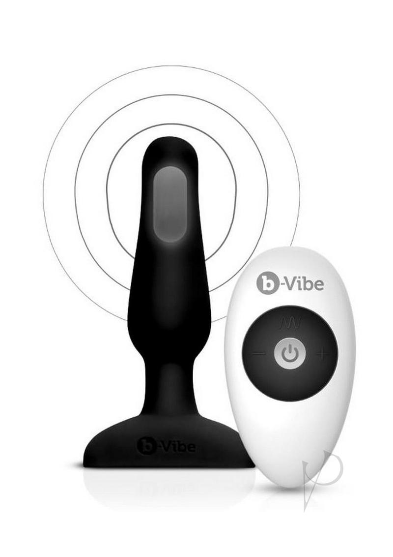 B Vibe Novice Plug - Rechargeable Silicone Anal Plug with Remote Control for Beginners - Black - Perfect for Couples Play & Solo Exploration