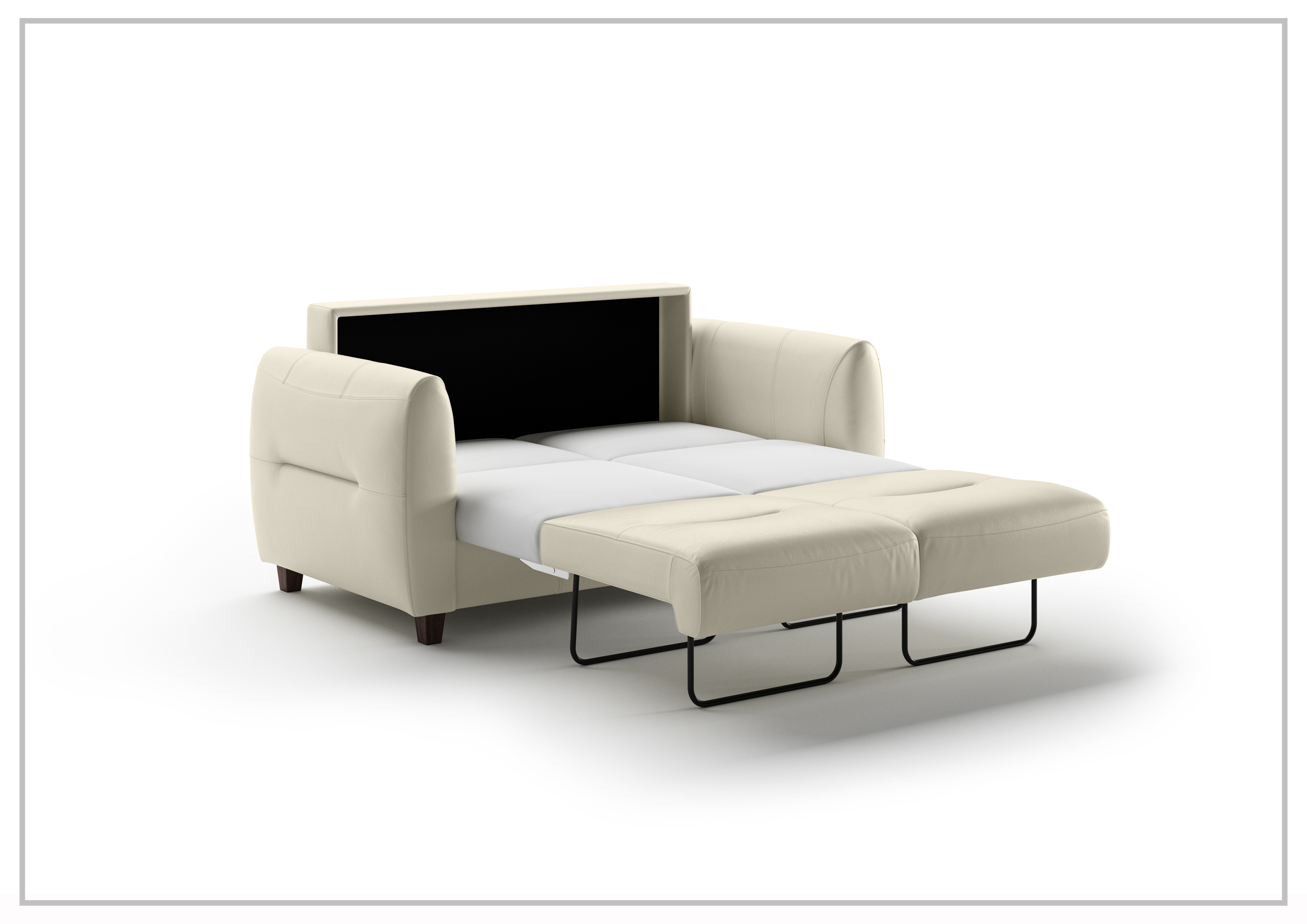 Luonto Jamie 2 Seater Leather Loveseat Sleeper Sofa Bed - Queen Size Convertible Couch for Small Spaces - Perfect for Living Room, Guest Room & Studio Apartments