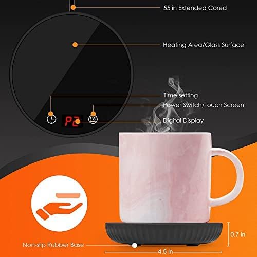 Coffee Mug Warmer with 2 Temperature Settings & Auto Shut Off - 1-12 Hour Timer for Coffee, Tea, Hot Chocolate & Beverages - Perfect for Home Office, Desk & Workspace Use