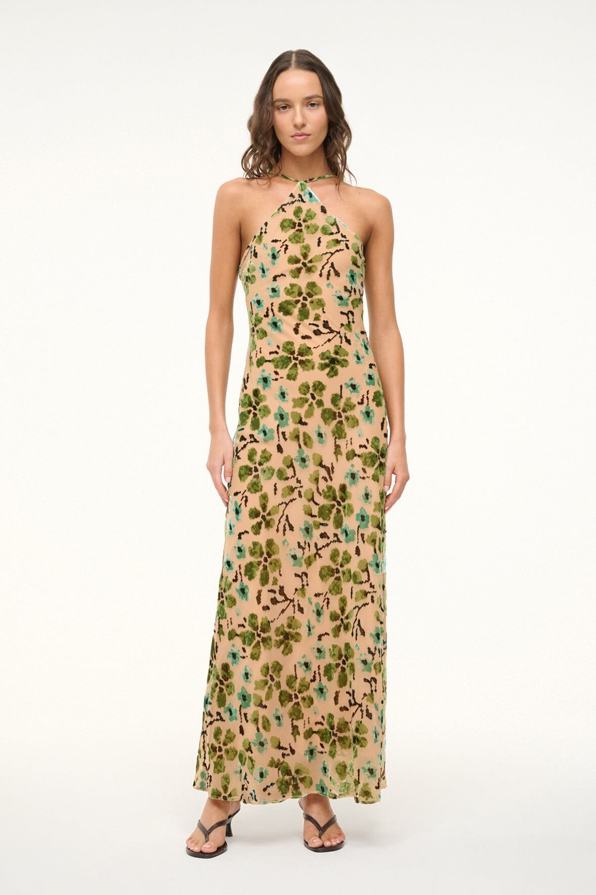 Cubism Dress | Moss Floral Tapestry Print Women's Dress - Perfect for Spring Weddings, Garden Parties & Boho Fashion
