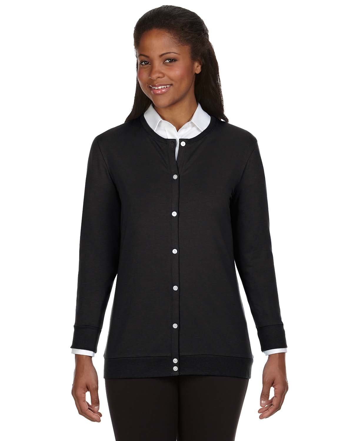 Devon & Jones DP181W Women's Ribbon Cardigan Sweater - Stylish & Comfortable Knitwear for Casual Outfits, Office Wear & Layering in Fall & Winter