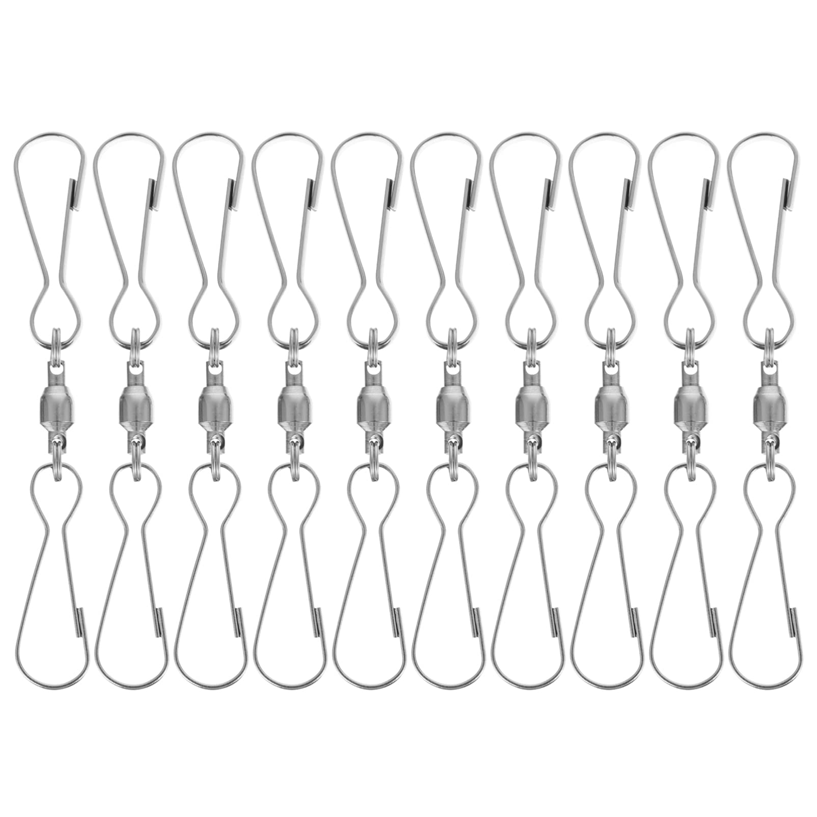 10pcs Stainless Steel Swivel Hooks - Smooth Spinning Hanging Clips for Wind Chimes, Mobiles, Bird Feeders & Planters | Durable Rust-Resistant Silver Hangers for Outdoor & Indoor Decor