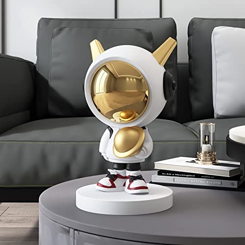 White Resin Astronaut Statue - Modern Home & Office Decor, Desktop Sculpture for Living Room, Bookshelf, or Gift - Handcrafted Figurine for Space Lovers & Interior Design