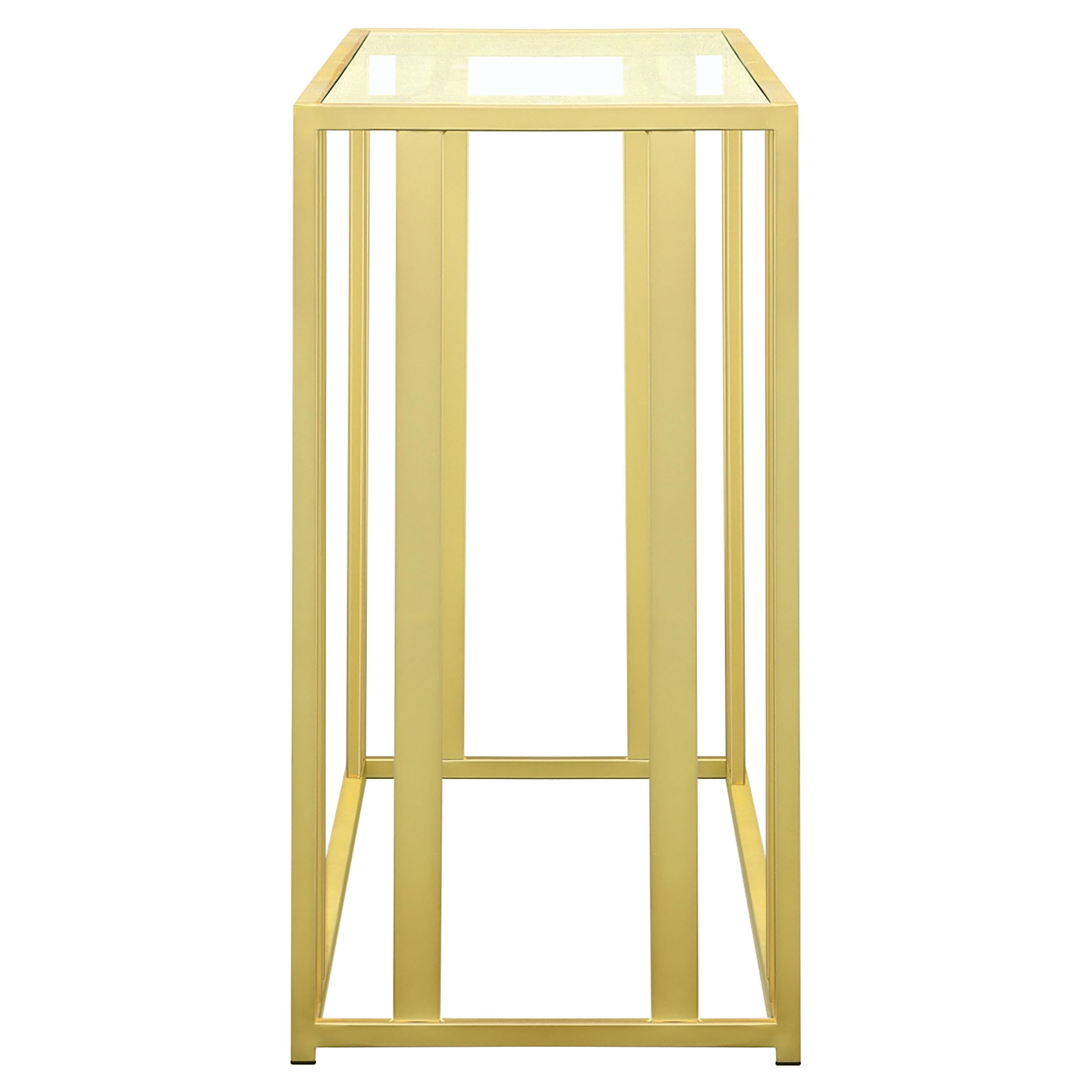 Coaster Furniture Eastbrook Metal Frame Sofa Table - Matte Brass & Clear Glass Top 723609 | End Table for Living Room, Bedroom & Office Decor