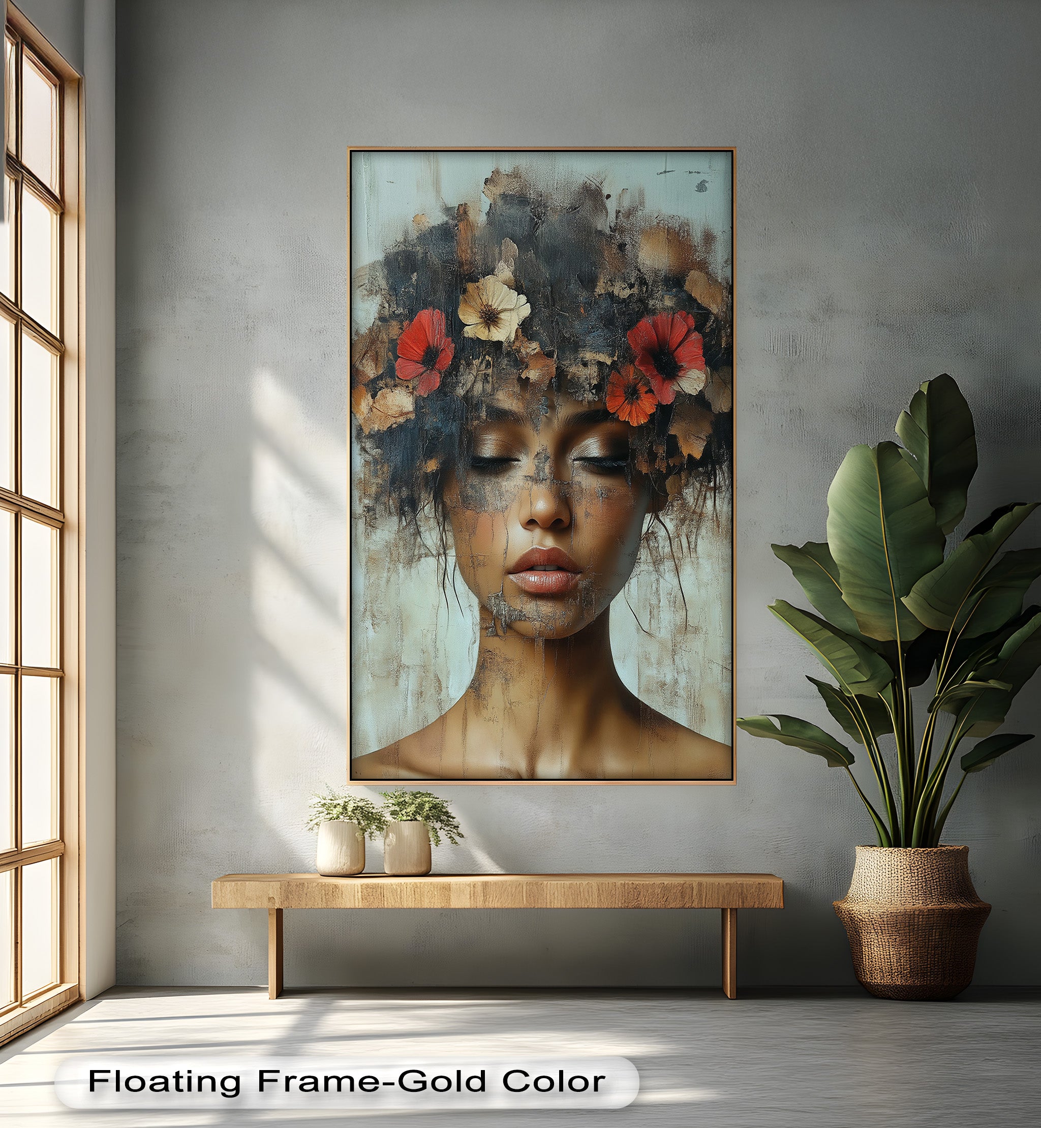 Ethereal Boho Flower Oil Painting - Autumn Reverie Wall Art for Home Decor, Living Room, Bedroom & Office | Handmade Canvas Artwork