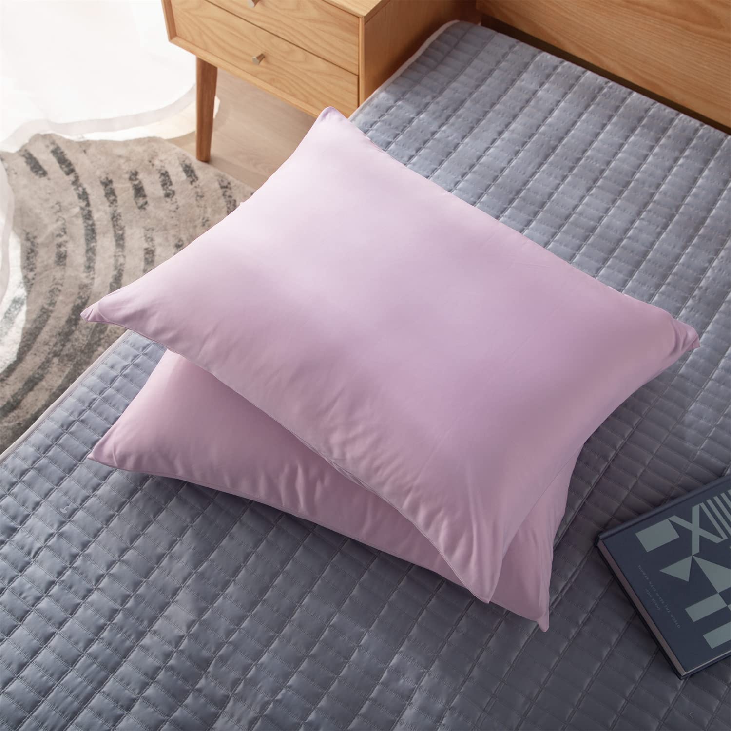 KASENTEX Zippered Pillowcase Set of 2 - 20x26 Standard/Queen for Hair & Skin Care - Home & Travel Use