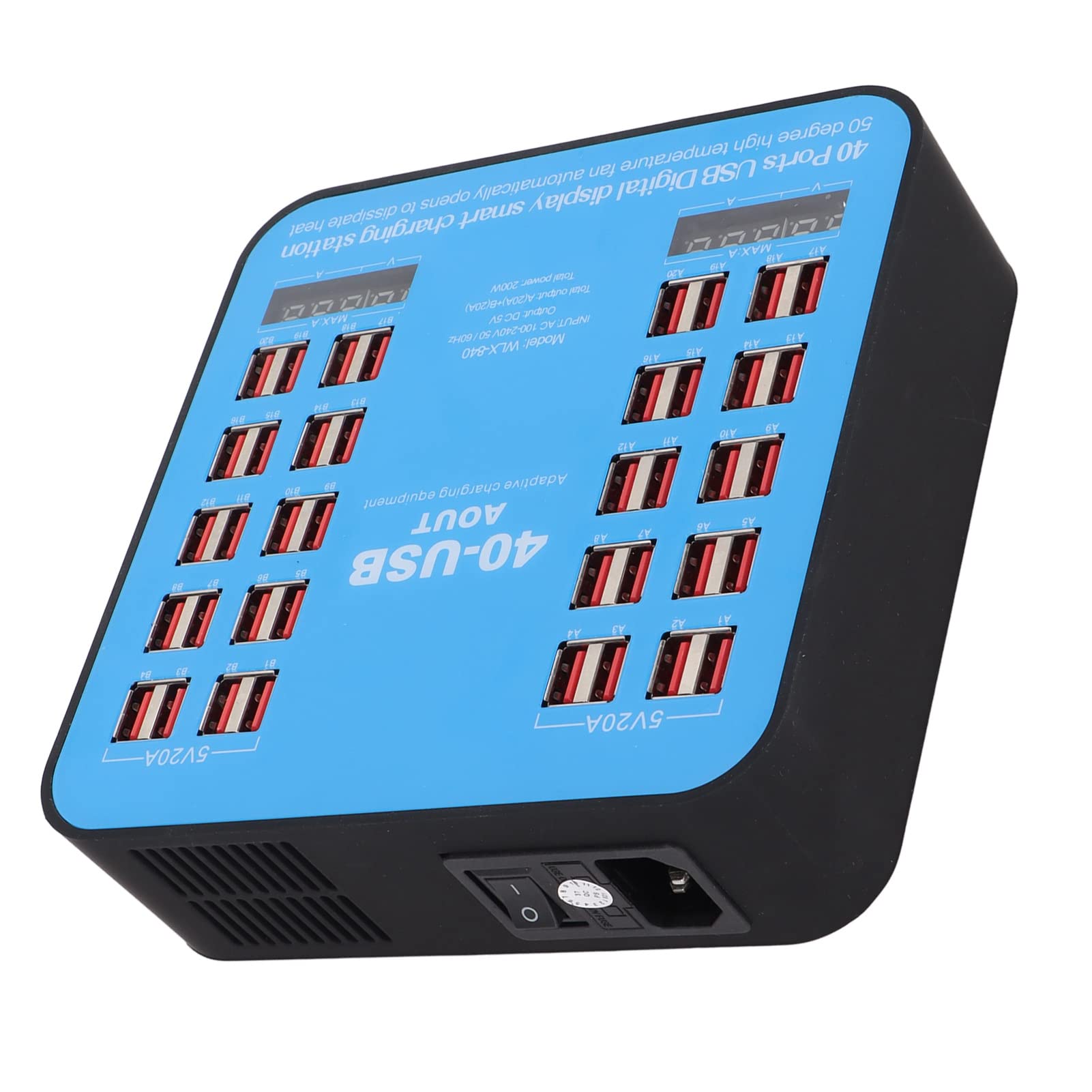 40-Port 200W USB Charging Station - Fast Multi-Device Charger Hub for Smartphones, Tablets & Laptops - Perfect for Offices, Schools, and Homes