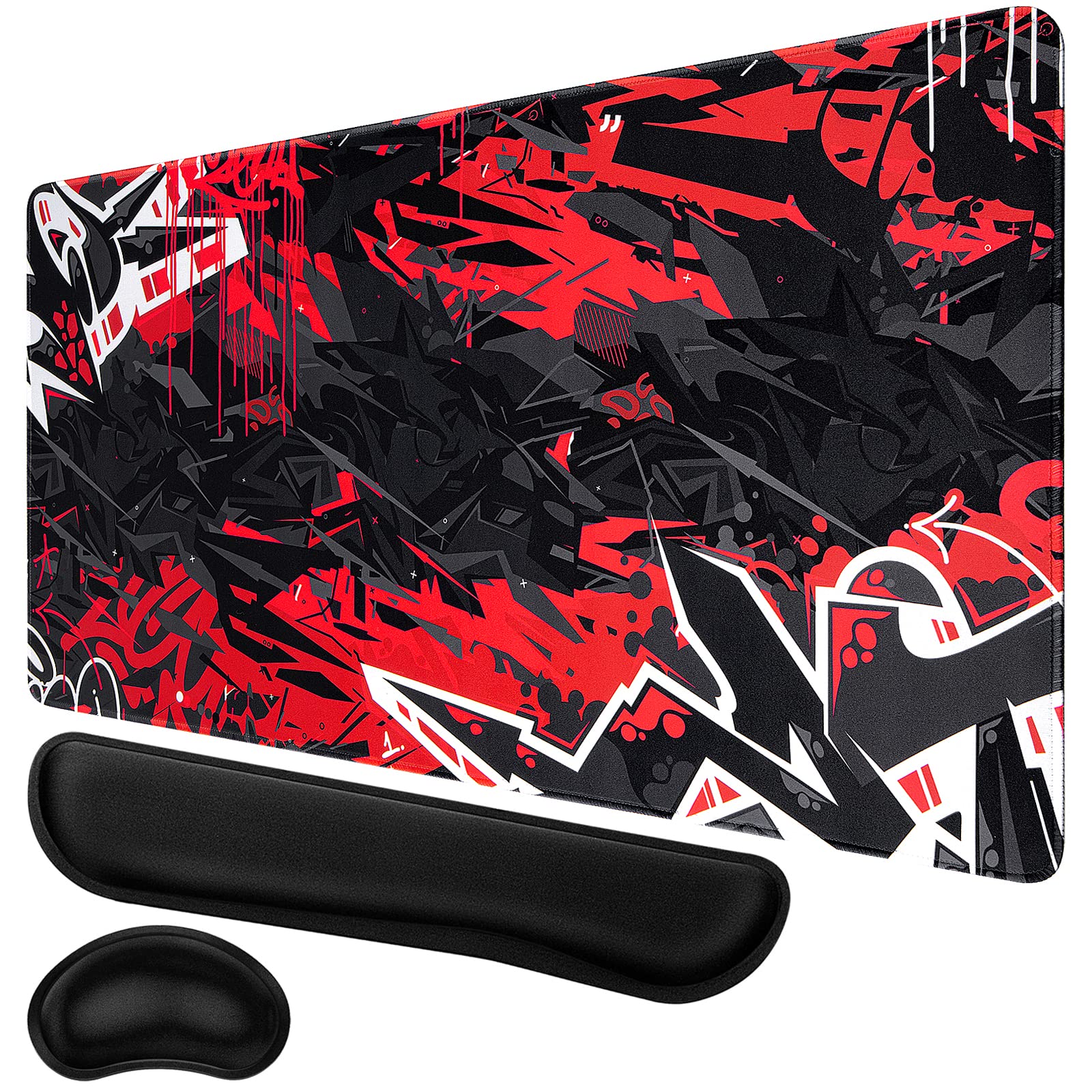 Canjoy Gaming Mouse Pad with Keyboard & Mouse Wrist Rest Set - Ergonomic Pain Relief for PC, Laptop, Office & Gaming (Perfect for Long Work Sessions & Competitive Gaming)