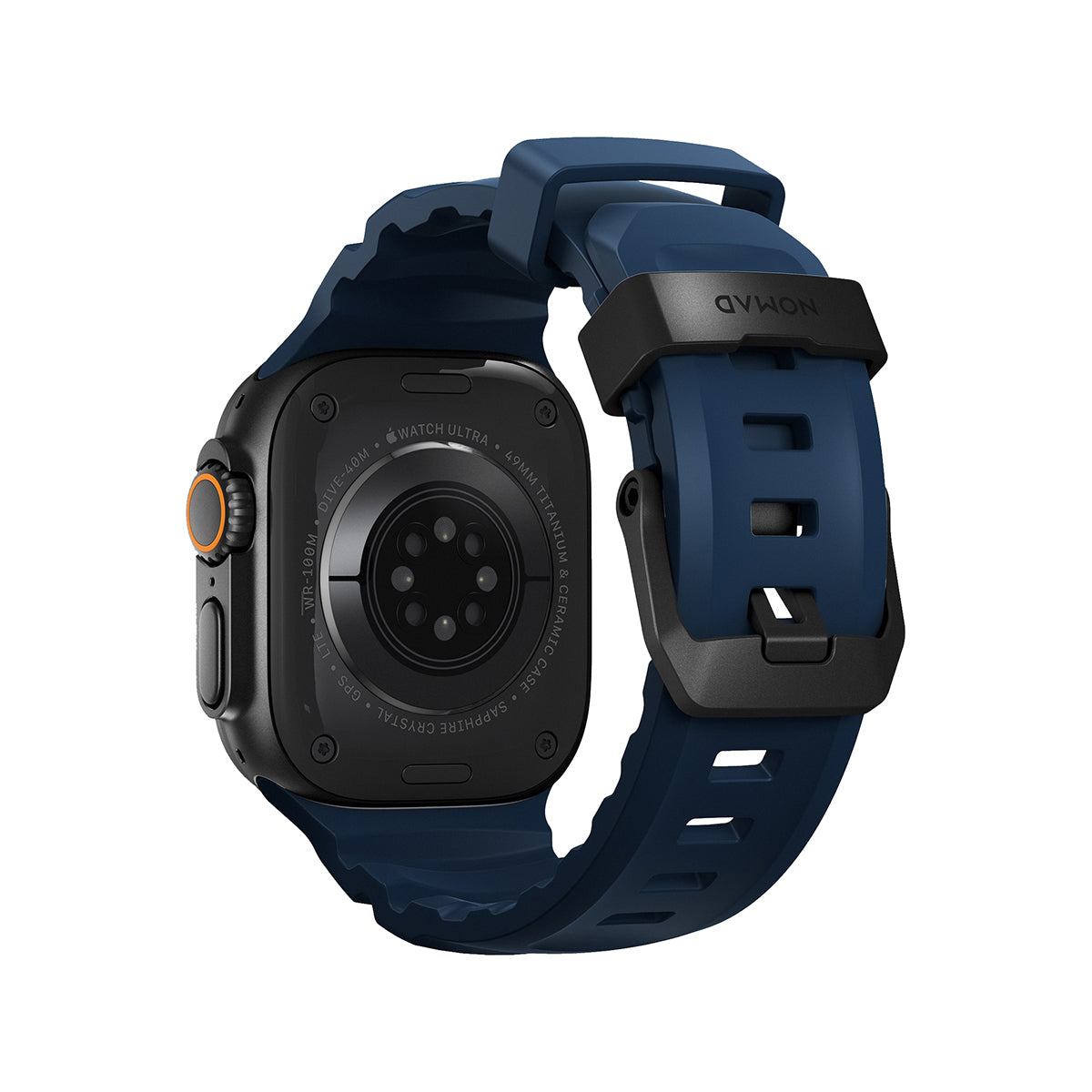 NOMAD Rocky Point Band for Apple Watch 44mm & 46mm - Atlantic Black Hardware - Durable & Comfortable Sport Strap for Swimming, Running & Outdoor Activities