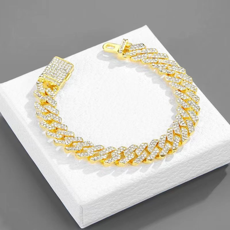 18K Gold Plated Moissanite Cuban Link Chain Necklace for Men - Iced Out Tennis Chain Jewelry - Perfect for Hip Hop Style, Gifts & Special Occasions