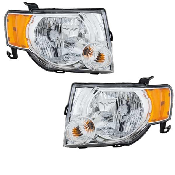 2008-2012 Ford Escape Replacement Halogen Headlight Assembly - Left & Right Pair with Bulbs - Perfect for Night Driving & Foggy Conditions
