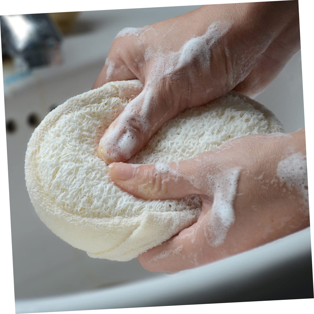 Natural Loofah Sponge Set - Exfoliating Bath Scrubber for Shower, Body & Face | Eco-Friendly Back Scrubber & Facial Pads | Home Spa & Self-Care Kit
