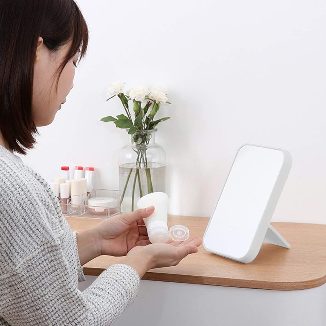 VELINEX Foldable Makeup Mirror - Portable Desktop Vanity Mirror for Bathroom & Bedroom - Light Blue