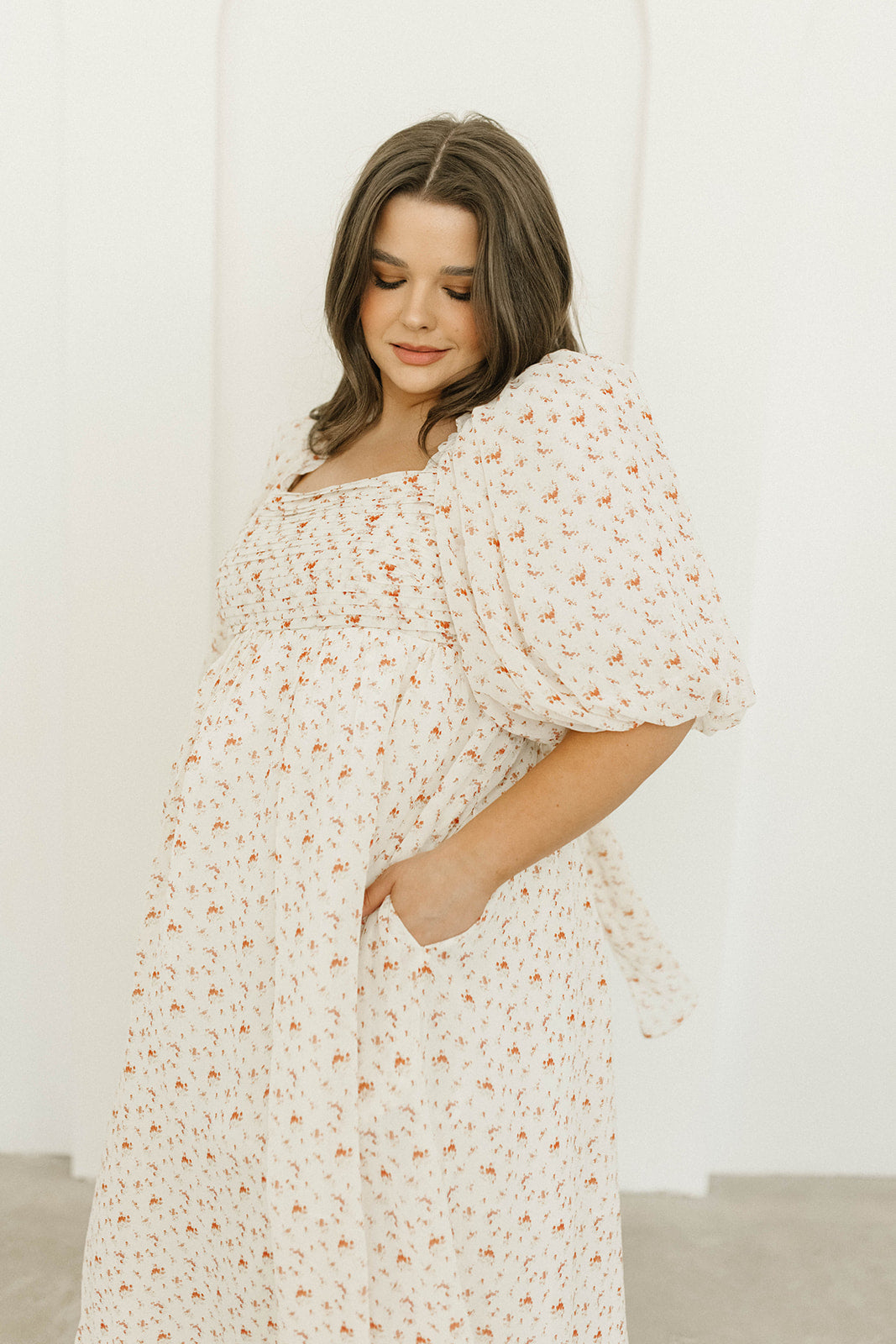 Melody Maxi Dress with Pleats & Bow Detail - Ivory Floral Print, Bump Friendly Maternity Dress, Inclusive Sizing S-3XL | Perfect for Weddings, Baby Showers & Summer Parties