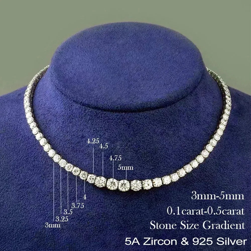 Moissanite Tennis Necklace for Women - 925 Silver Plated 18K Gold, 3.5mm Graduated Diamond Cut Stones with GRA Certificate | Elegant Jewelry Gift for Anniversary, Wedding & Special Occasions
