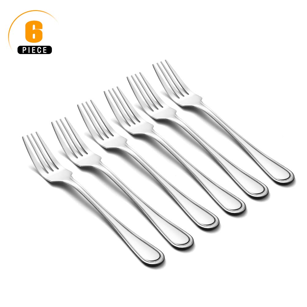 Snamonkia 6-Piece Stainless Steel Dinner Forks Set - 8 Inch 18/0 Large Table Forks for Restaurant, Home Dining & Party Use