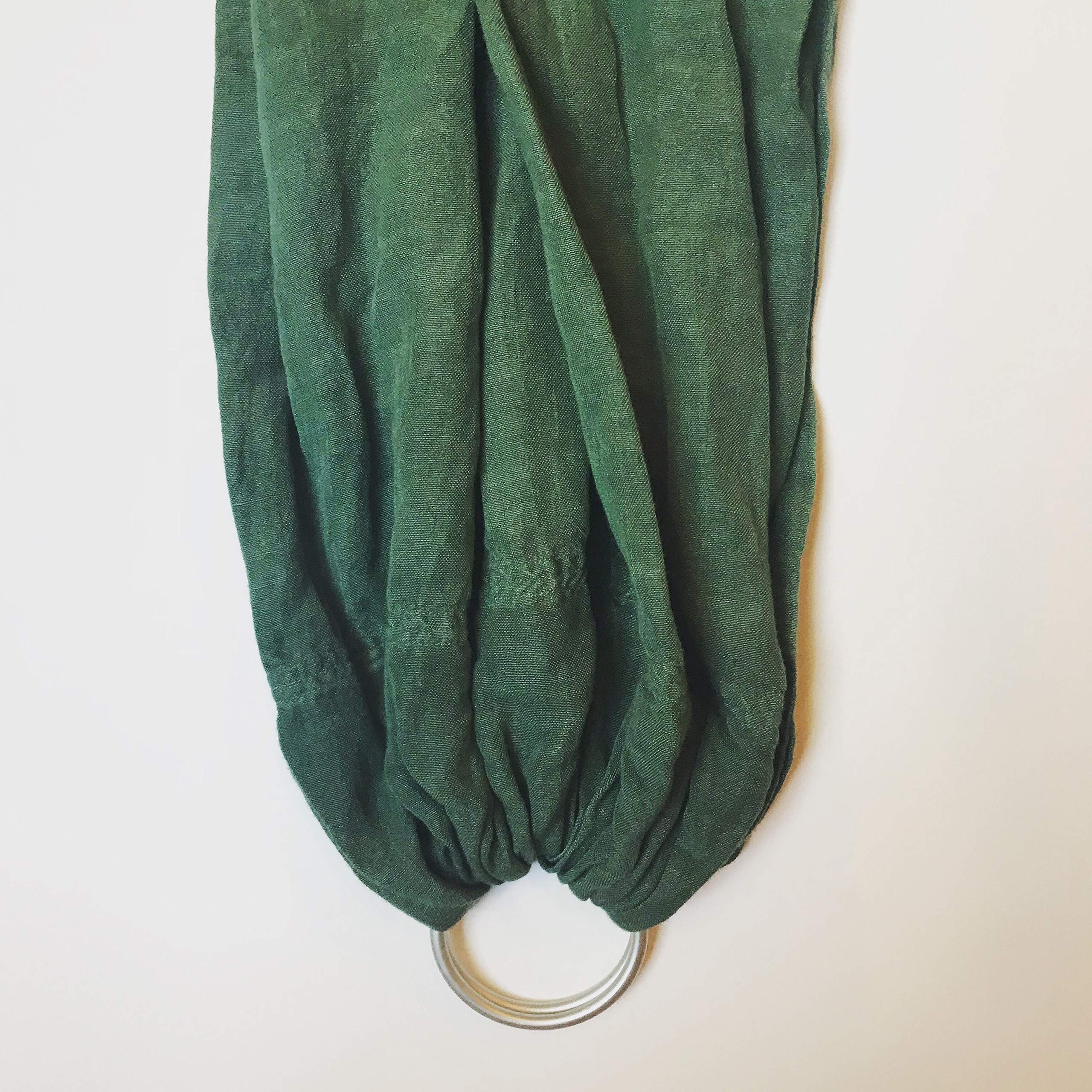 Soft Bamboo Linen Baby Wrap Carrier - Organic Ring Sling for Newborns & Infants - Machine Washable, Natural Plant-Based Dyes - Perfect Baby Shower Gift (Forest Green) | Hands-Free Babywearing for Errands, Walks & Parenting