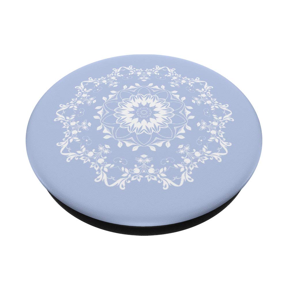 Pale Pastel Purple Periwinkle White Mandala Sky Peace PopSocket PopGrip - Swappable Phone & Tablet Grip for Yoga, Meditation & Daily Use