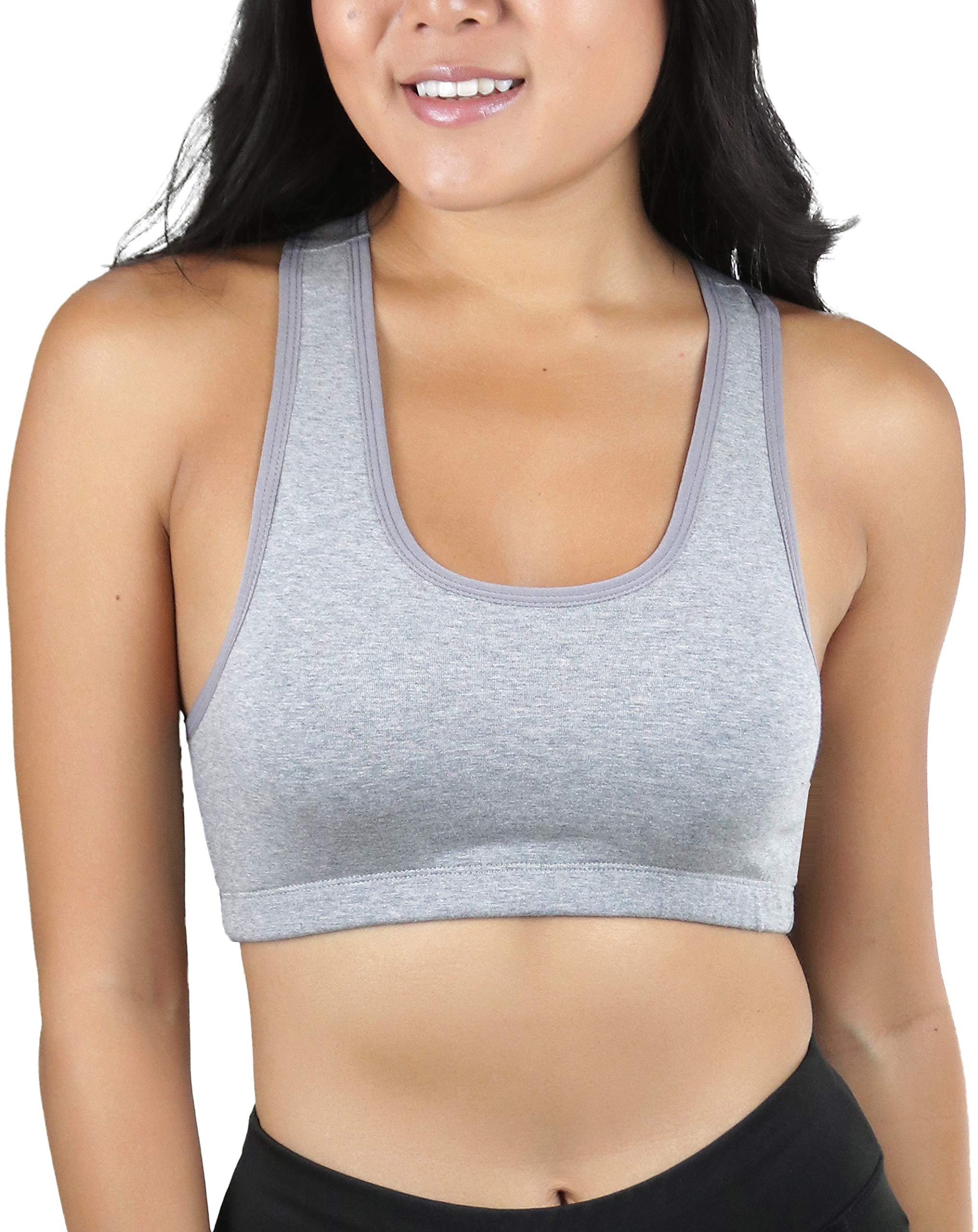 ToBeInStyle Women's Comfortable Cotton Blend Racerback Sports Bra - Breathable Lounge Bra for Yoga, Gym & Everyday Wear