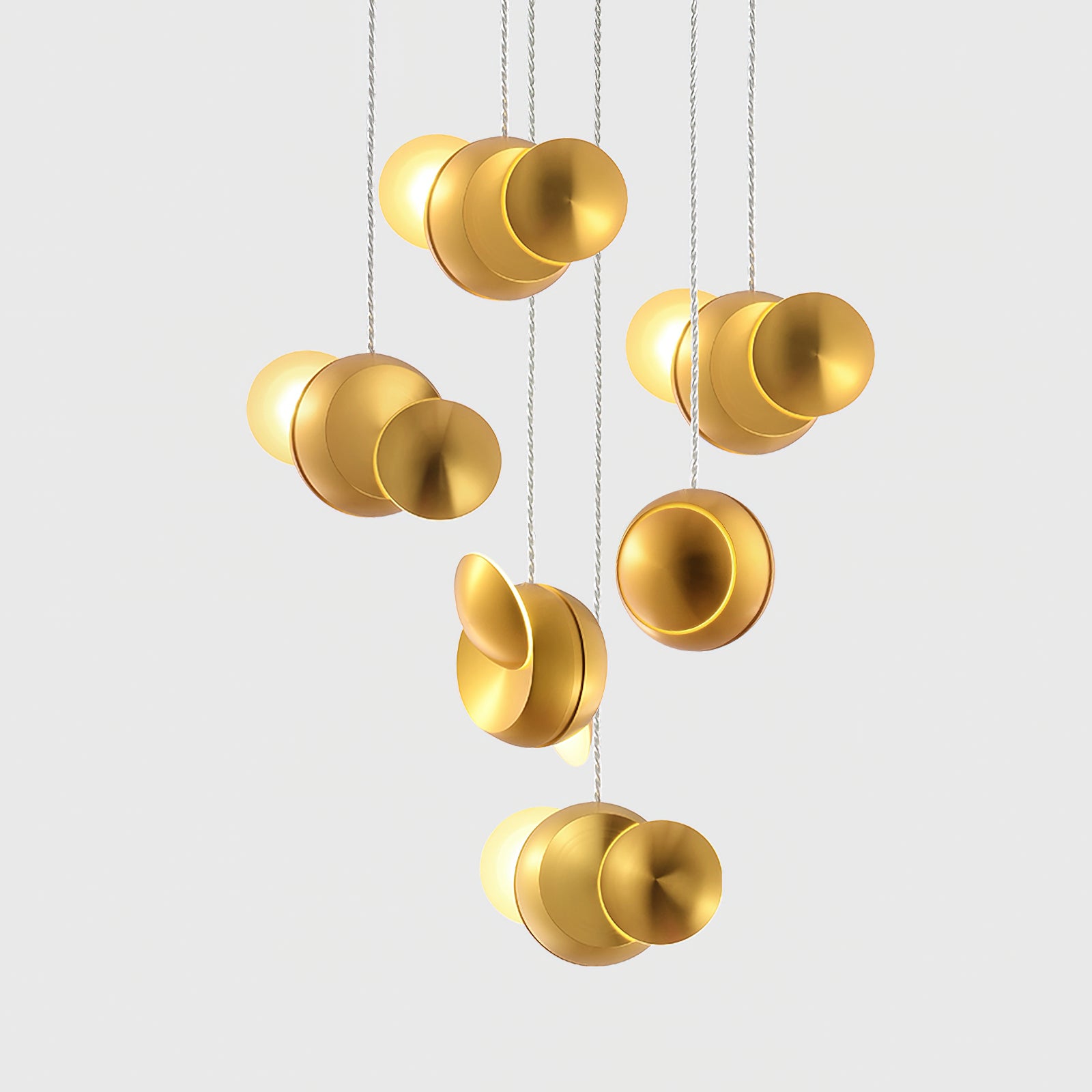 Modern Circular Cluster Pendant Light - 6-Light Chandelier for Dining Room, Kitchen Island & Living Room - Adjustable Hanging Fixture with Clear Glass Shades - Industrial Farmhouse Lighting Decor