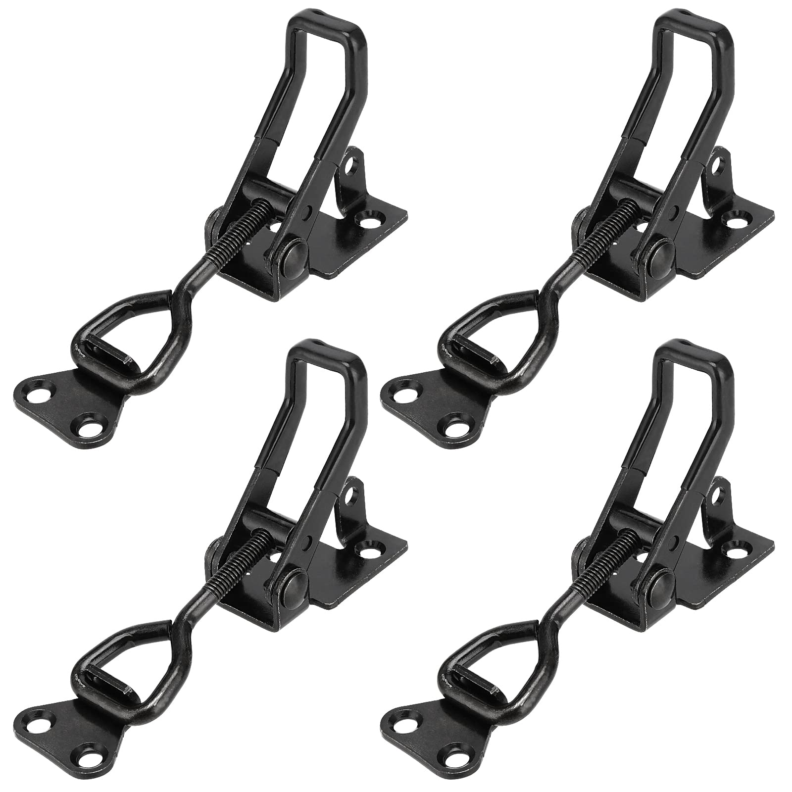 4 Pack Black Toggle Latch Clamp - 4002 Style Pull Action Quick Release Latch with Lock Hole, Adjustable Toggle Clamps for Trunk, Jig, Door, Toolbox - Perfect for Woodworking, Automotive & DIY Projects