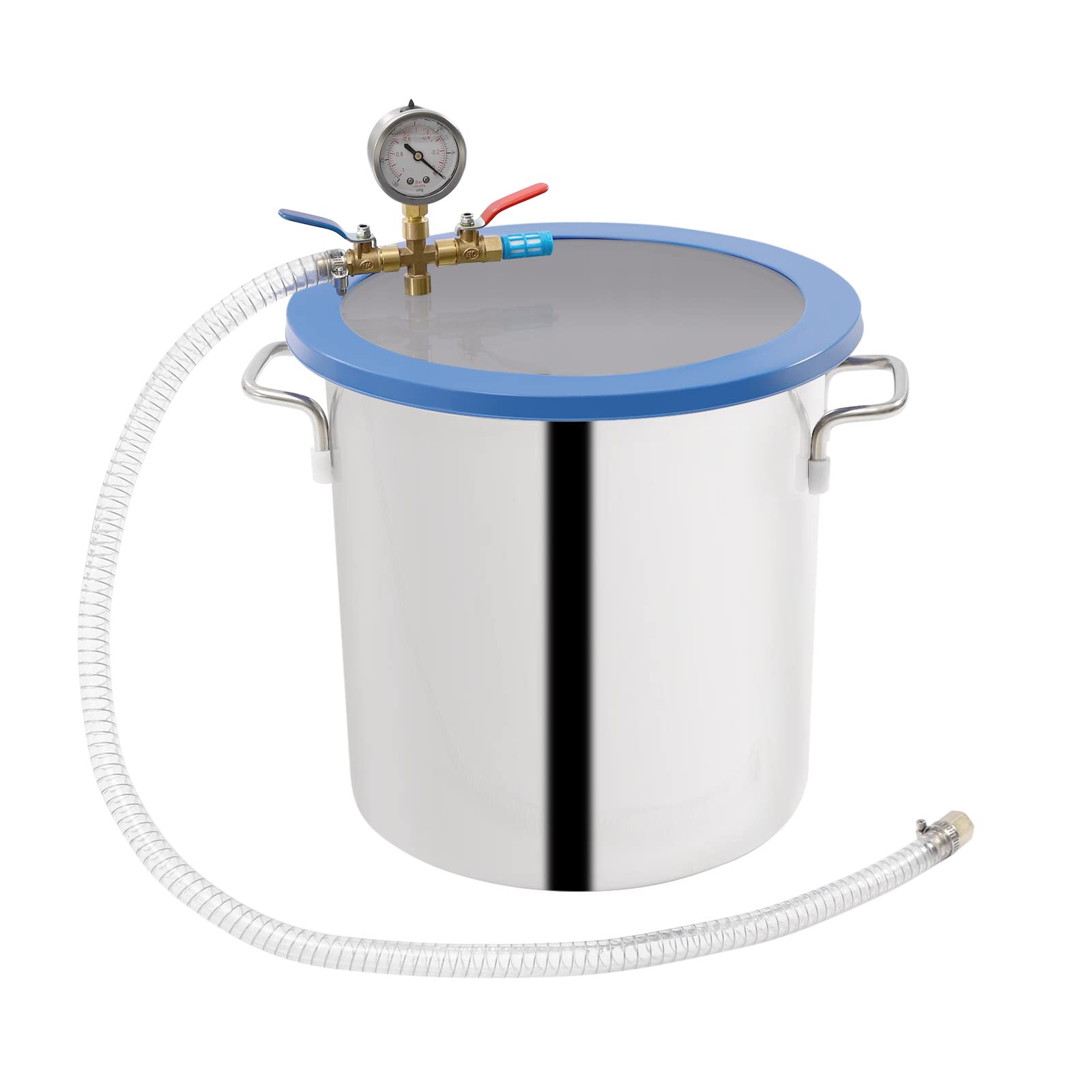 5 Gallon Tempered Glass Vacuum Degassing Chamber Kit - 19L Stainless Steel Lab Vacuum Chamber for Wood Stabilization & Resin Casting | Ideal for Epoxy Projects, Woodworking & Scientific Experiments