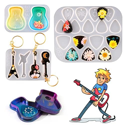 Premium Guitar Pick Resin Mold Set - Silicone Triangle Plectrum Molds for DIY Musical Accessories & Keychains - Perfect for Crafting Custom Guitar Picks, Jewelry, and Unique Gifts for Musicians