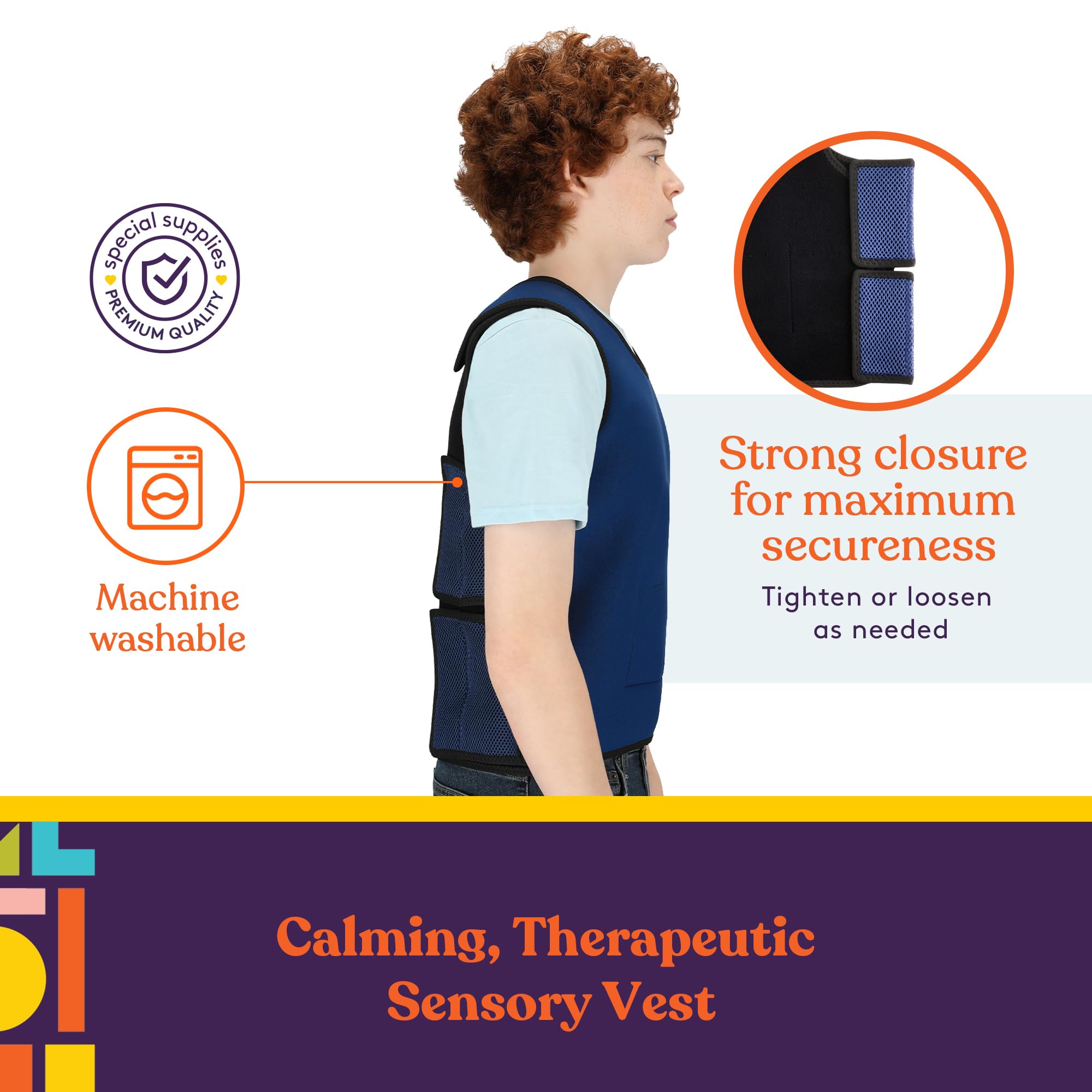 Weighted Sensory Compression Vest for Kids - Adjustable Weight & Comfort Fit - Calming Sensory Therapy for Autism, ADHD & Anxiety Relief - Perfect for School, Home & Therapy Use