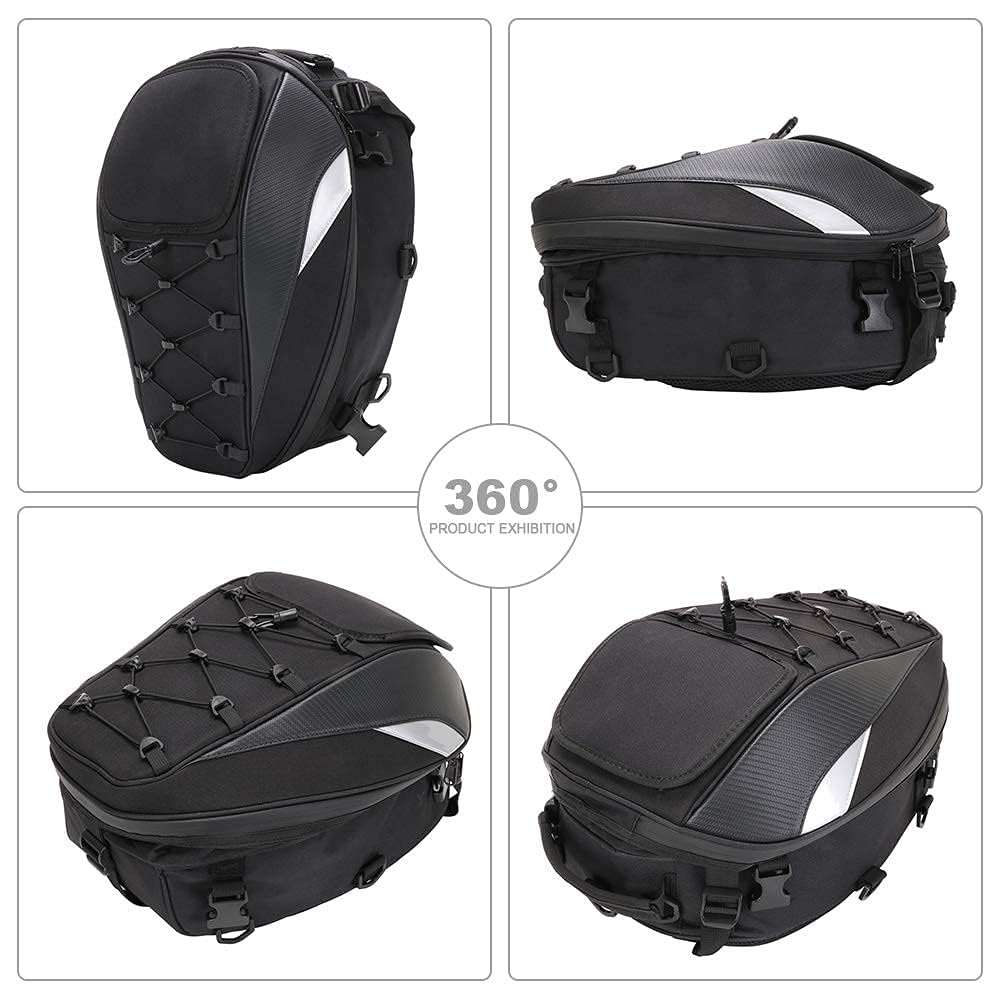 **Waterproof Motorcycle Tail Bag - Rear Seat Storage Bag with Dual Use for Sports Bikes & Helmet Storage - Perfect for Commuting, Touring & Adventure Rides**