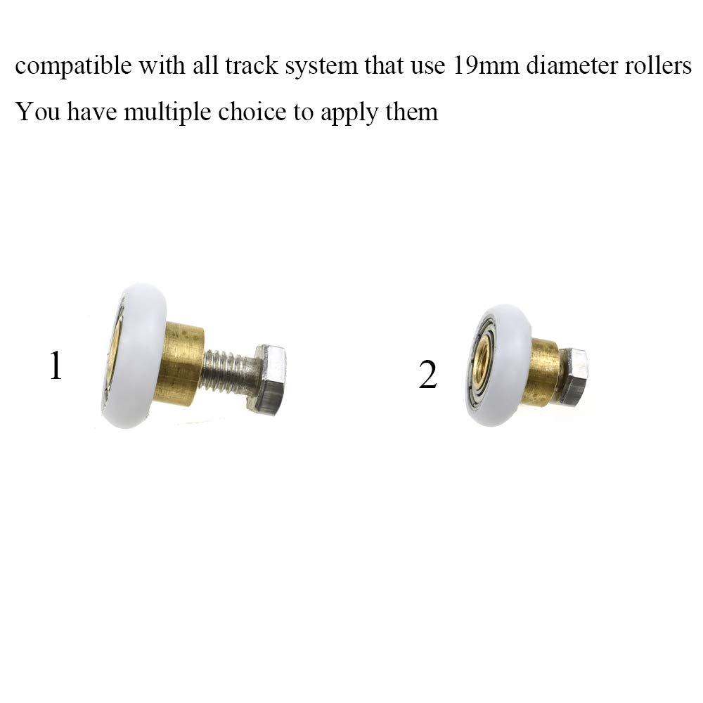 HAHIYO 23mm Shower Door Wheels - Smooth Rolling Nylon Rollers with Ball Bearings & Stainless Steel Screws (4 Sets) - Easy Installation for Bathroom, Kitchen Drawers & Sliding Track Systems - Durable Replacement Parts for Shower Doors, Cabinets & Furniture