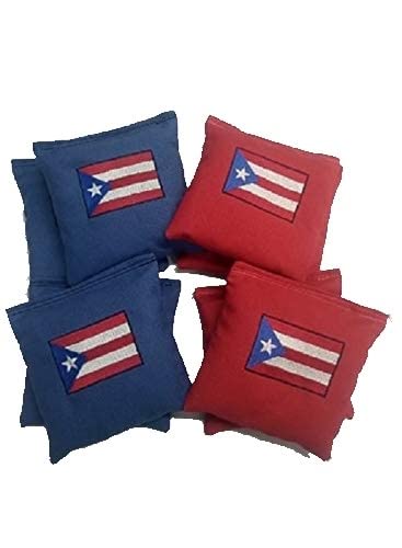 Premium Puerto Rico Flag Cornhole Bags Set of 8 - Official Puerto Rican Flag Design Outdoor Game Accessories for Backyard Parties, Tailgating & Beach Games