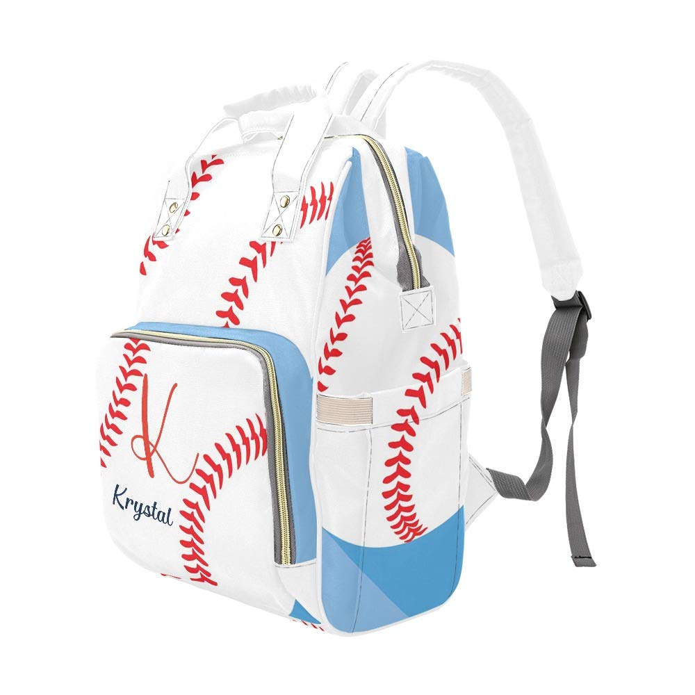 Personalized Baseball Diaper Backpack for Baby - Art Sports Nursing Nappy Bag with Name, Travel Tote for Moms & Girls (10.83 x 6.69 x 15 Inch) - Perfect for Baseball Games, Daycare & Family Outings