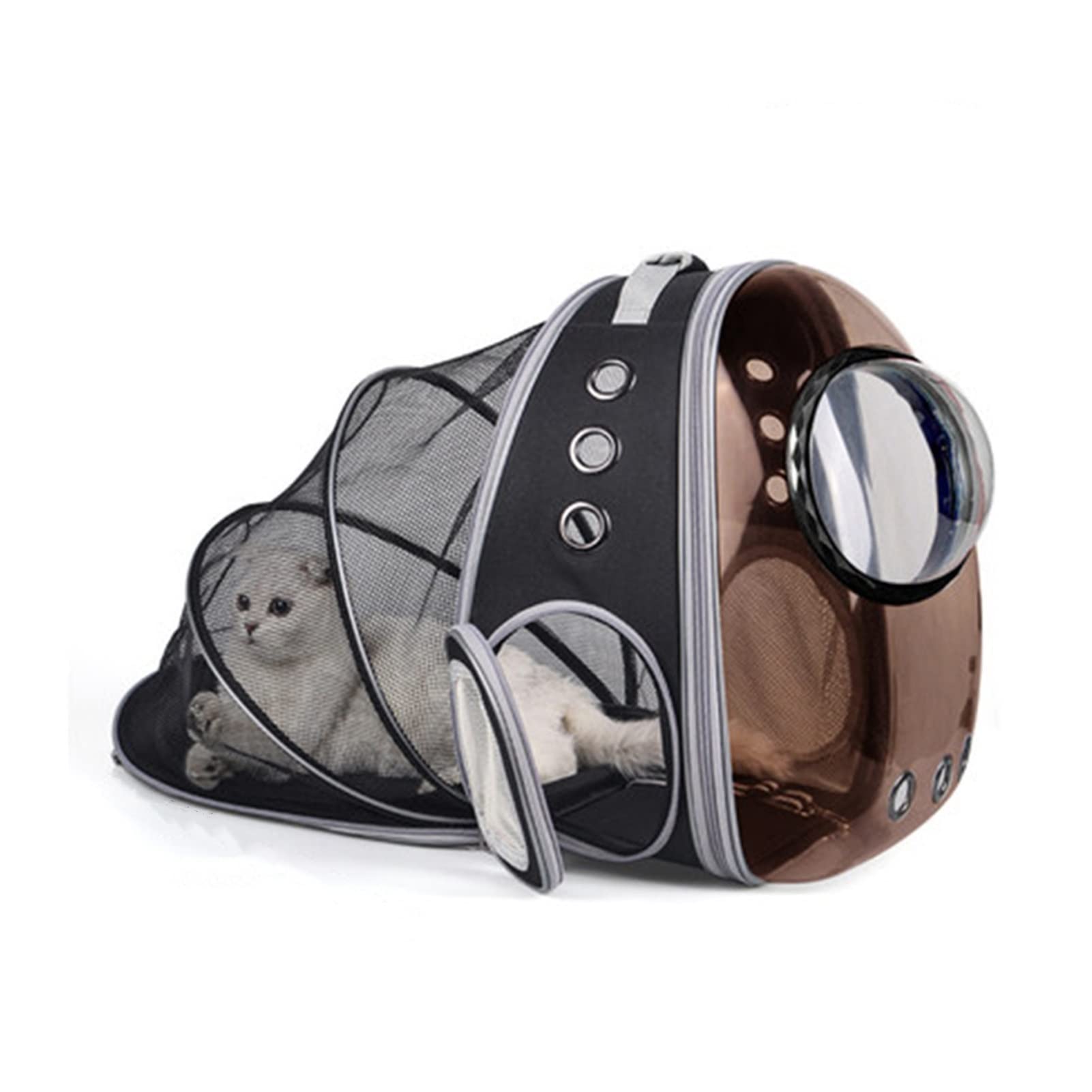 Portable Pet Backpack Carrier for Cats & Dogs - Breathable Transparent Travel Bag with Removable Cover (Medium Size, Black) - Perfect for Air Travel, Hiking & Outdoor Adventures