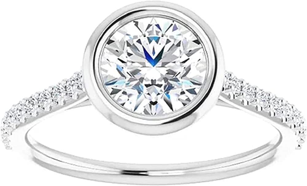 Sparkx 1.25 Carat Round Brilliant Moissanite Engagement Ring - Bezel Set Wedding Band, Handcrafted Anniversary Jewelry for Women - Perfect for Proposals, Weddings & Special Occasions