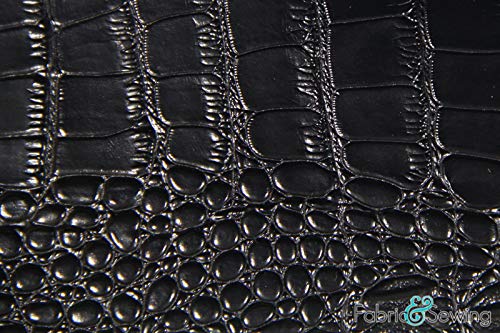 Premium Black Faux Crocodile Leather Vinyl Fabric - 54-56 Inch Wide - Durable Polyester Material for Upholstery, Handbags & DIY Crafts
