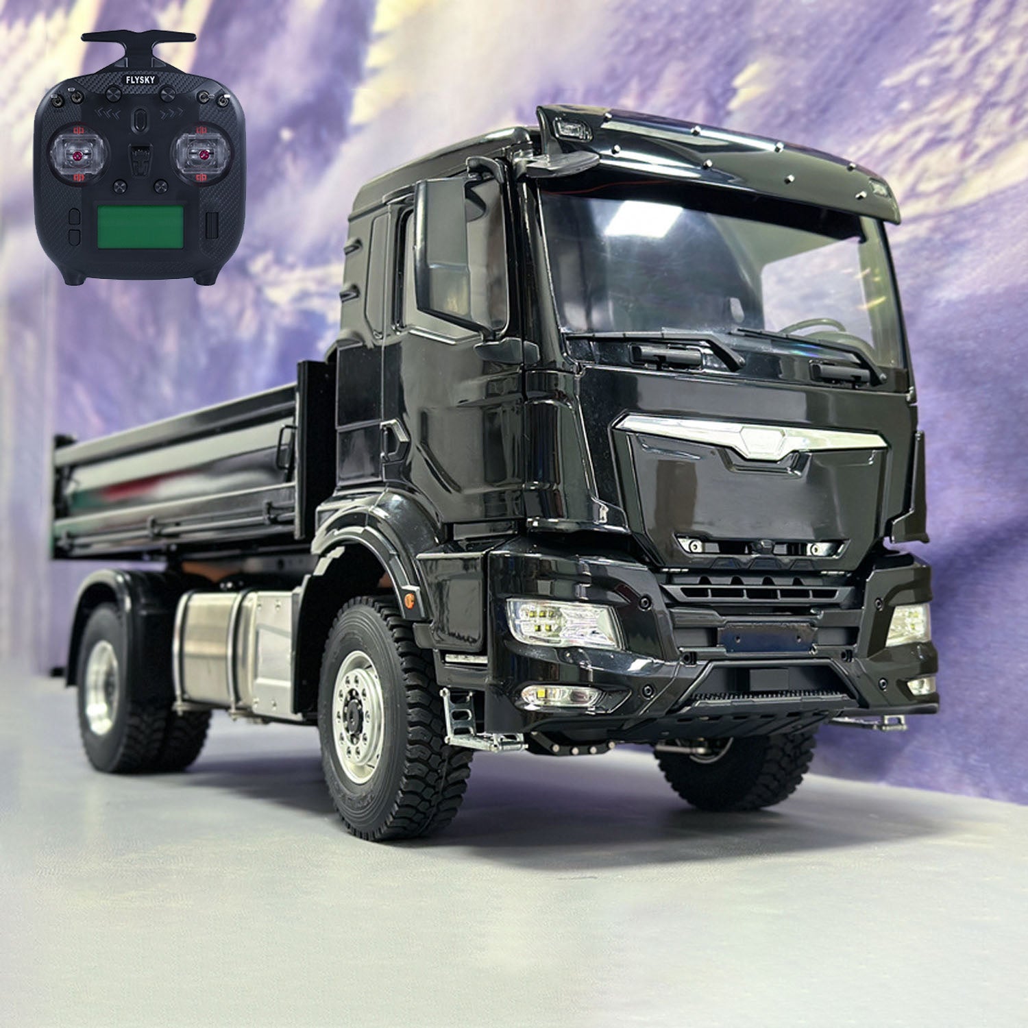 1/14 Scale 4x4 RC Hydraulic Dumper Truck - 4WD Remote Control Construction Vehicle with Metal Cabin, LED Lights & Sound Effects - Realistic Tipper Car Model for Adults & Kids (Ideal for Construction Site Play, Collecting & Off-Road Racing)
