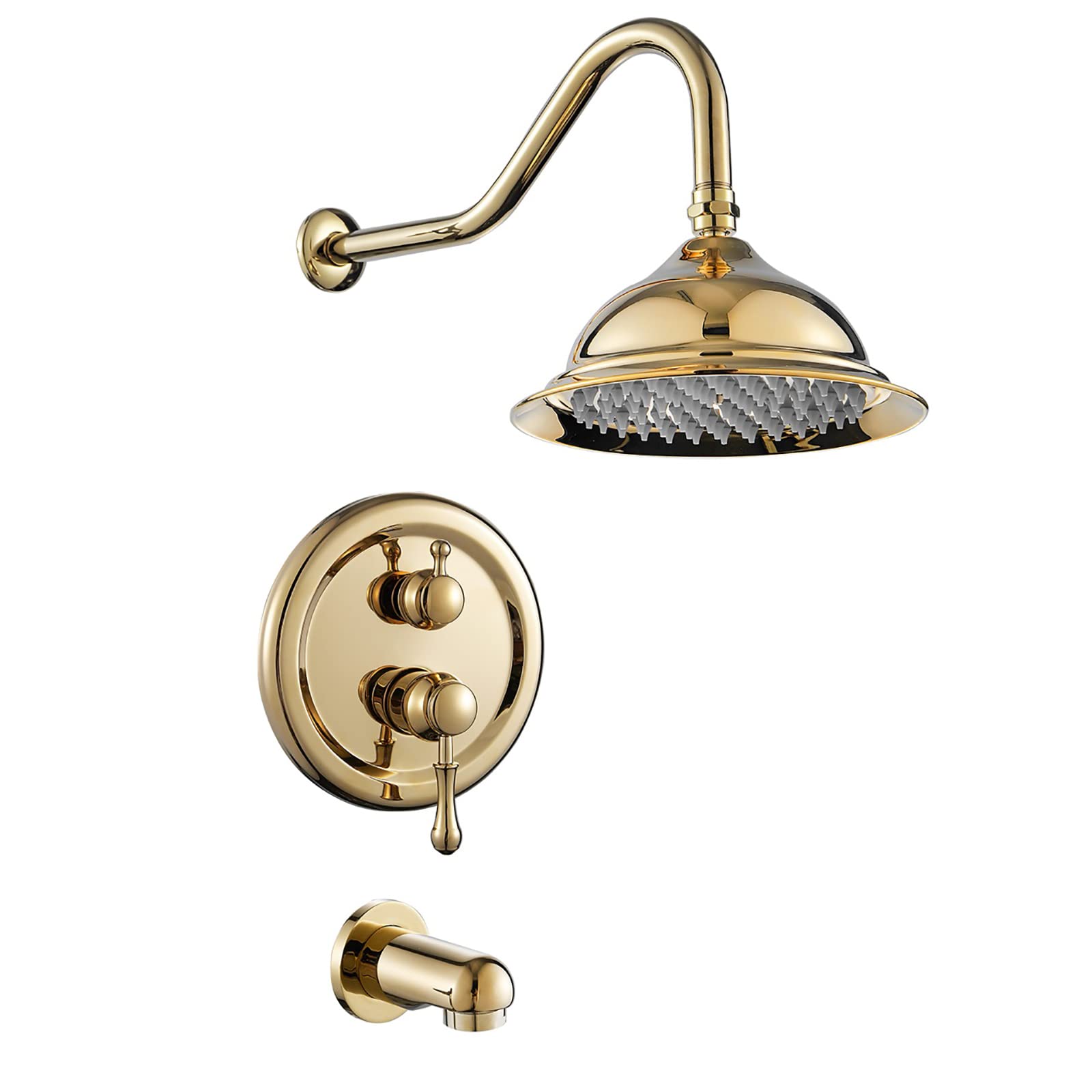 Tesmula 8 Inch Concealed Shower System with 2-Mode Filtering Shower Head - Includes Rain Shower Head and Faucet in Gold Finish | Perfect for Modern Bathroom Renovation and Luxury Spa Experience at Home
