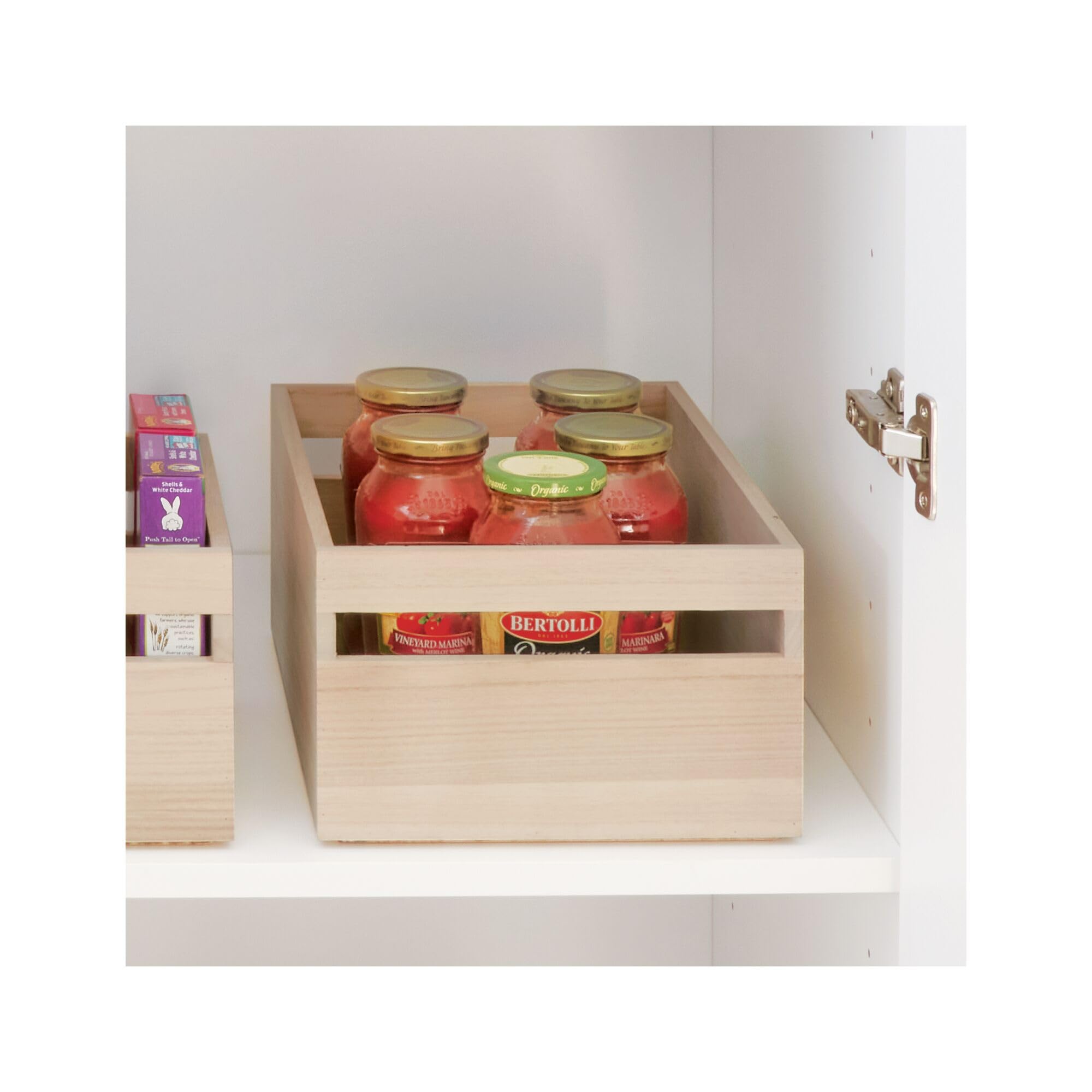 iDesign Paulownia Wood Pantry Storage Bins with Handles - Set of 3 Natural Organizers for Kitchen, Bathroom & Closet Organization - Perfect for Food, Toiletries & Home Essentials Storage