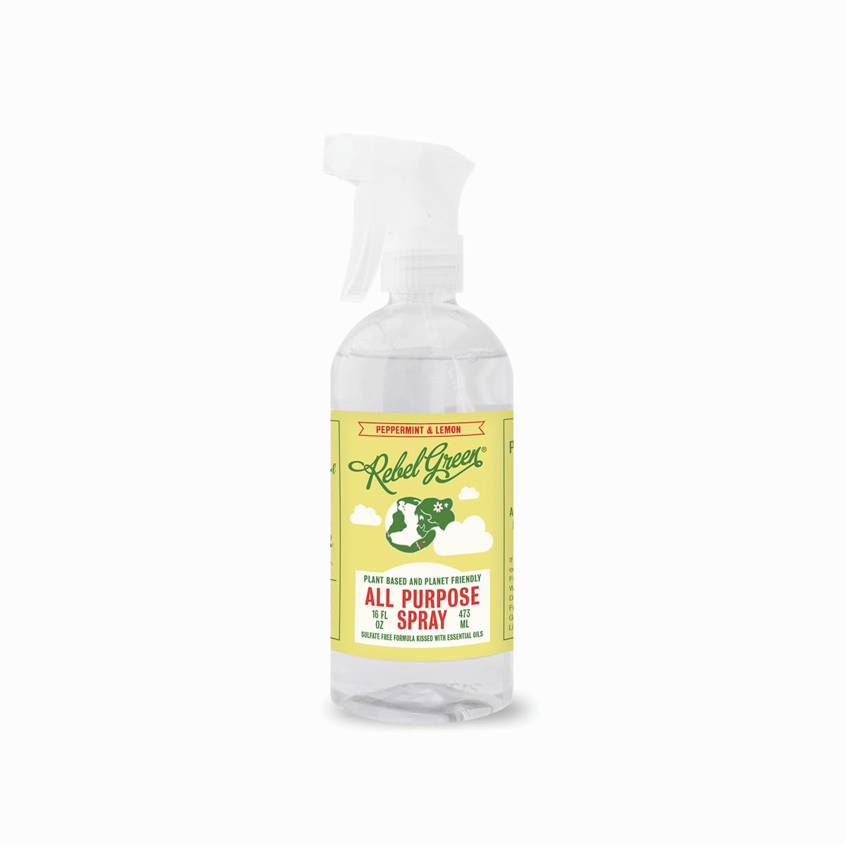 Rebel Green Natural All-Purpose Cleaning Spray with Essential Oils - Multi-Surface Cleaner for Kitchen, Bathroom & Floors - Safe for Kids & Pets - Eco-Friendly Peppermint Lemon Scent - 16oz (1 Pack) - Perfect for Daily Cleaning & Disinfecting in Homes & Offices