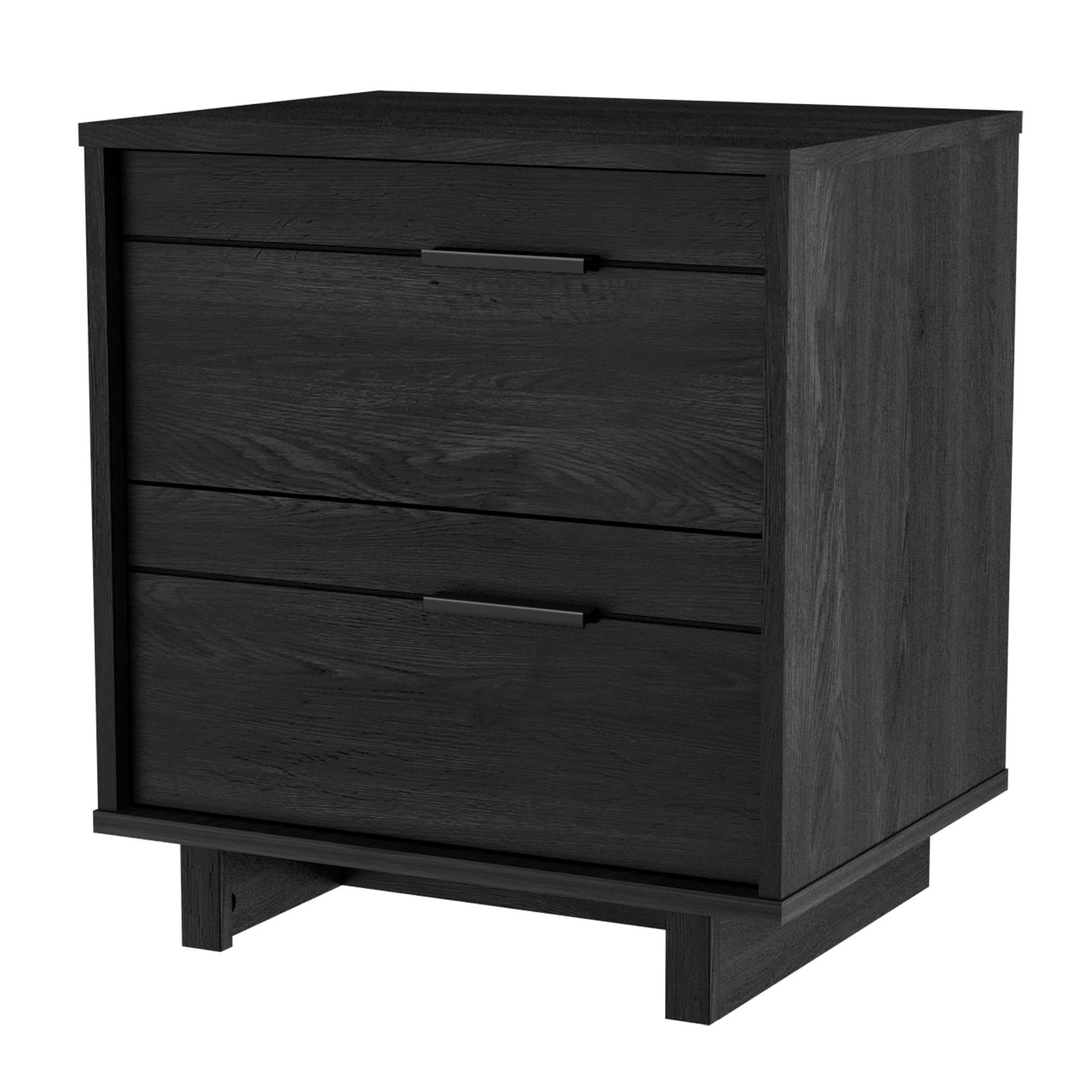 South Shore Fynn 2-Drawer Nightstand in Gray Oak - Compact Bedside Table with Storage for Bedroom, Living Room, or Office