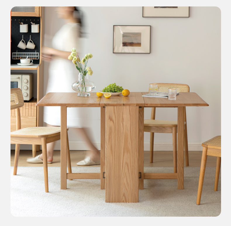 Solid Oak Folding Dining Table - Extendable Wooden Table for Small Spaces | Perfect for Apartments, Patios & Outdoor Entertaining