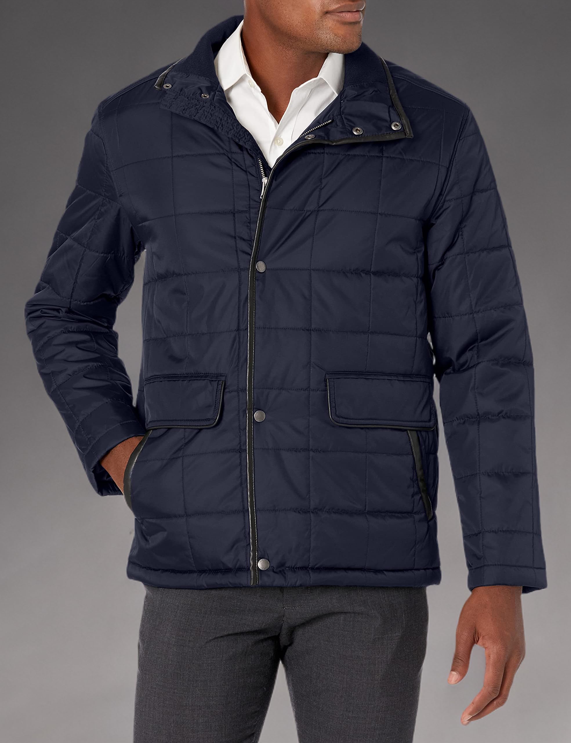 Cole Haan Men's Box Quilted Jacket - Lightweight Quilted Puffer Coat for Winter, Water-Resistant & Warm - Perfect for Outdoor Activities, Travel & Casual Wear