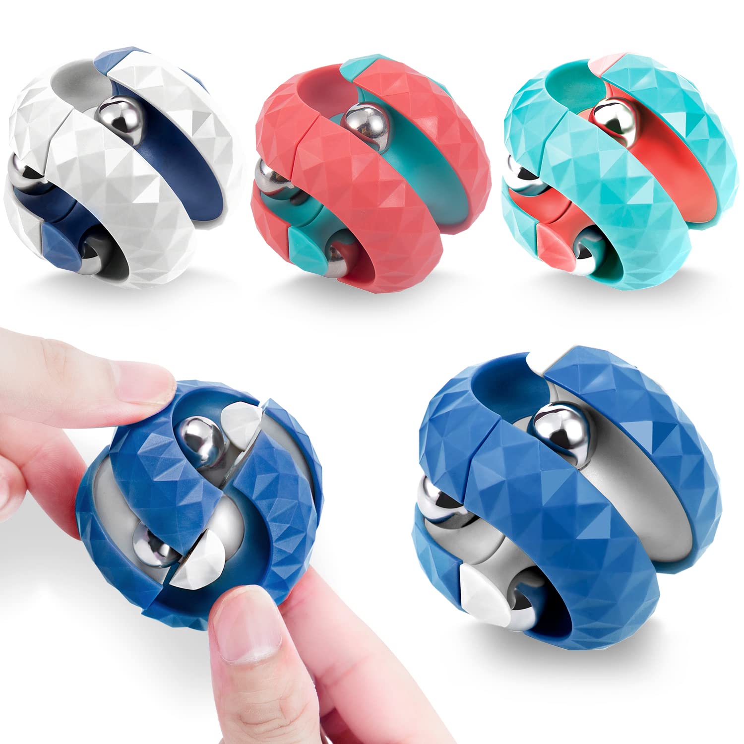 TRACYCY 4 Pack Orbit Ball Fidget Spinner Toy - Stress Relief Gift for Kids & Adults