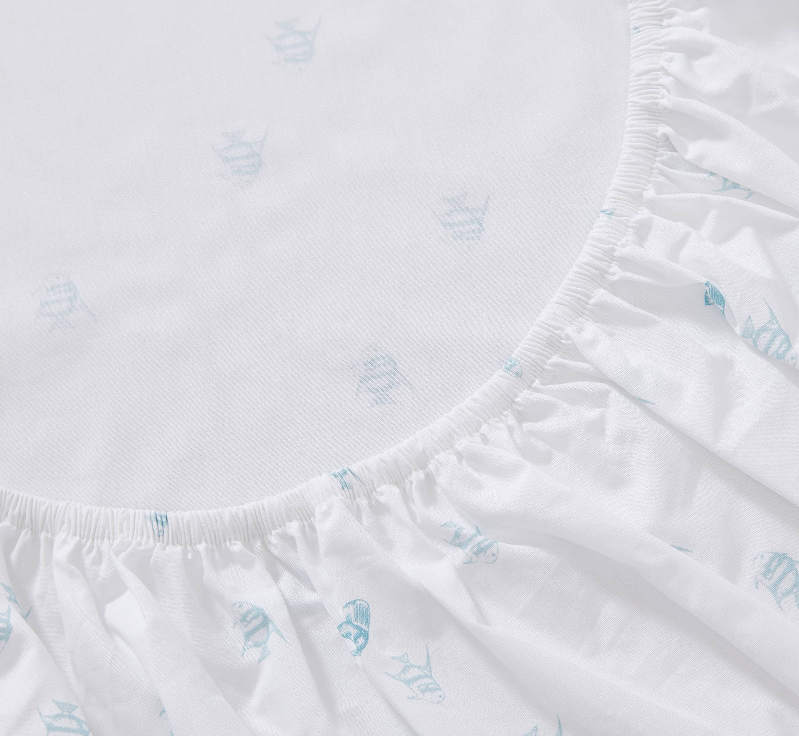Tommy Bahama King Size Cotton Percale Bed Sheet Set - Crisp, Cool & Breathable Luxury Bedding in Angel Fish Print - Perfect for Summer Nights & Guest Room Styling