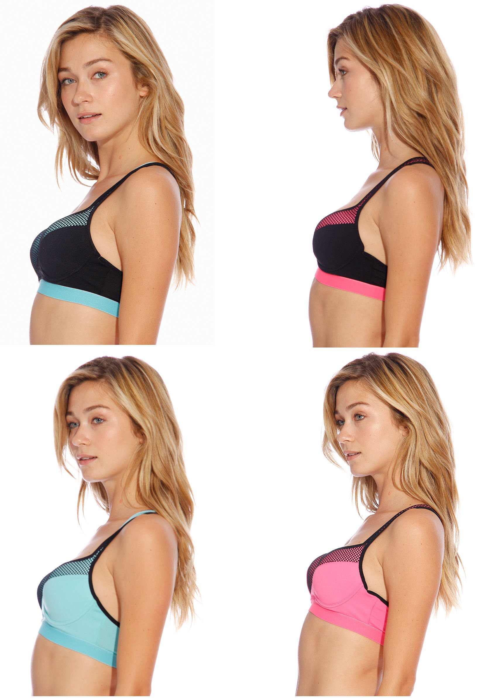 High Support Racerback Sports Bras for Women - 4 Pack - Moisture Wicking & Breathable Workout Bras for Running, Yoga & Gym