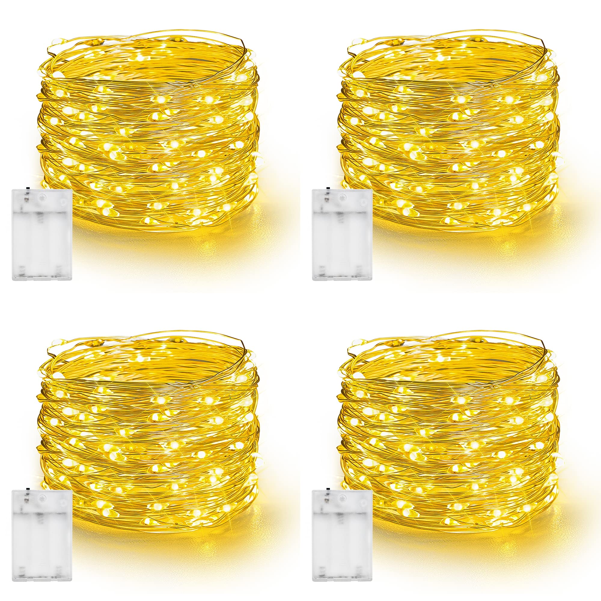 Dazzle Bright 80FT Fairy Lights - 240LED Battery Operated for Indoor Outdoor Decor - Warm White Christmas Party Lights