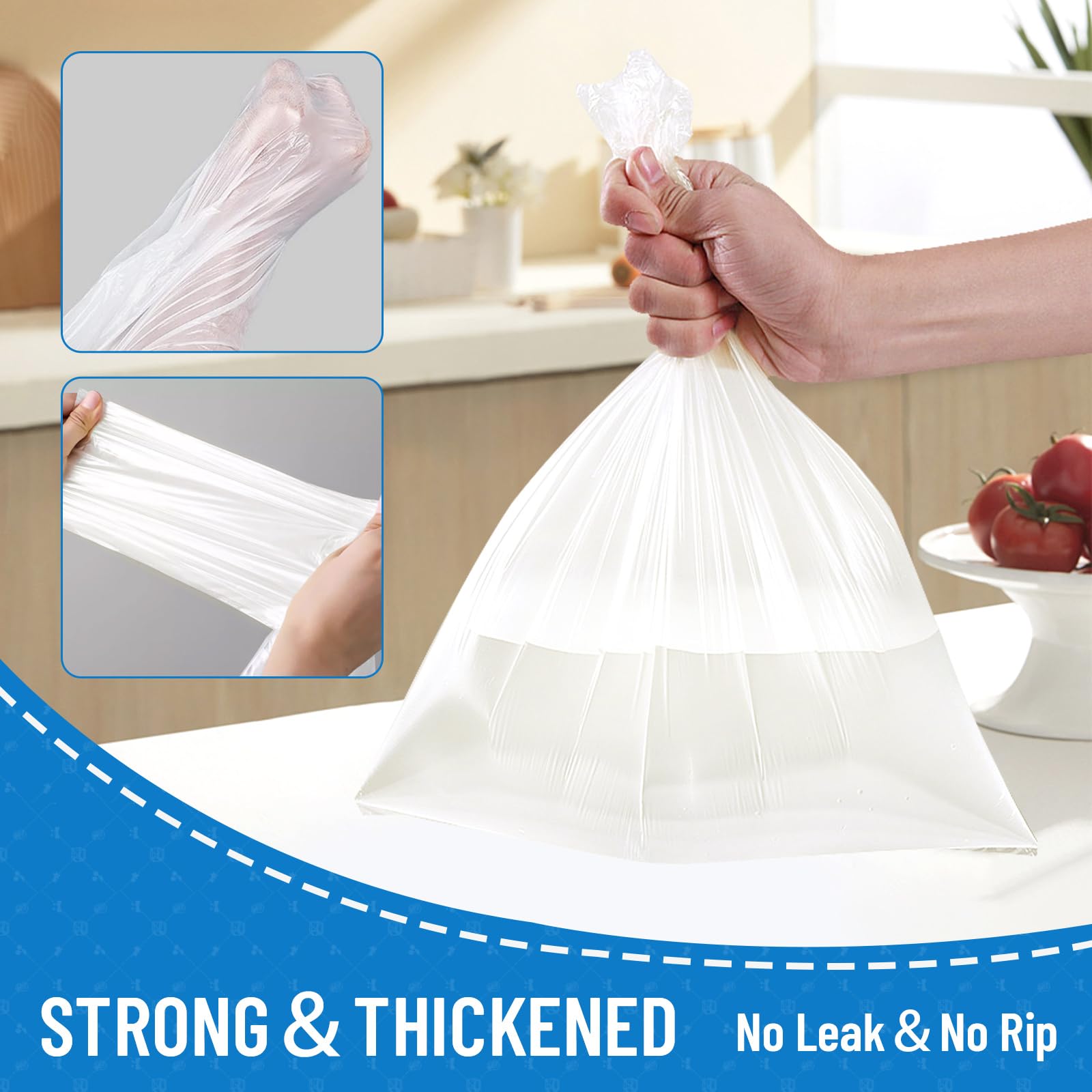 4 Gallon Small Trash Bags - 100 Count Unscented Mini Garbage Bags for Bathroom, Office, Bedroom & Car - White Small Trash Can Liners for Waste Bins & Small Spaces