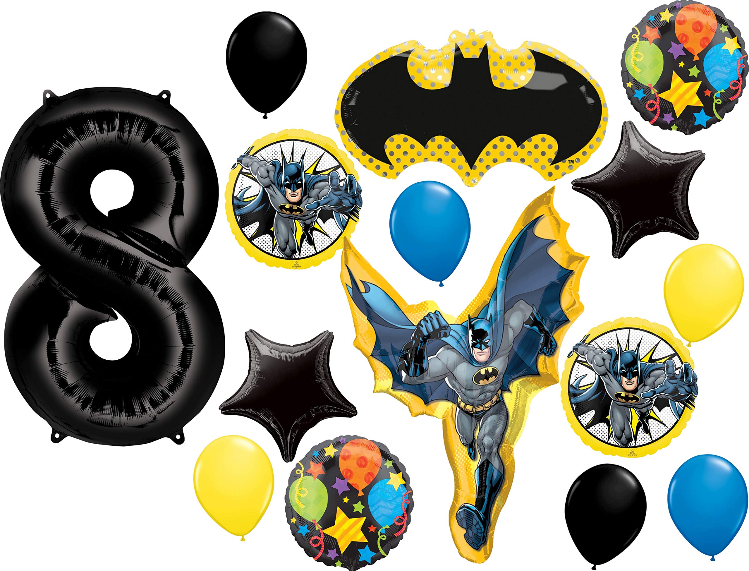 Batman Birthday Party Supplies - 8th Birthday Balloon Bouquet Decorations Set for Superhero Themed Parties | Perfect for Kids' Birthday Decor, Superhero Party Favors & Batman-Themed Celebrations